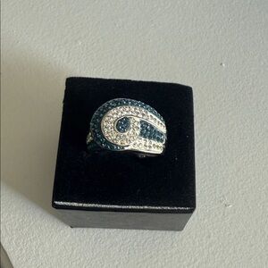 BZ OTZ 4.50 CTW blue and white Italian Cristal ring 18 k plated bronze